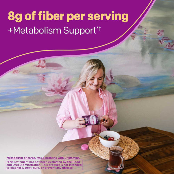 MiraFIBER Gummies 72 Banner Showing a woman with headline - Metabolism Support