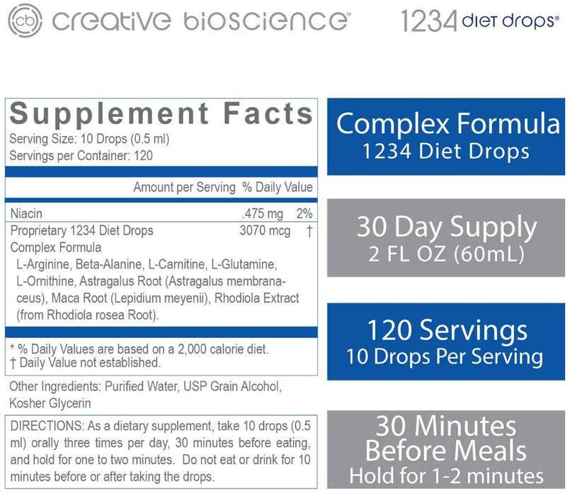 Creative Bioscience 1234 Diet Drops with hCG, 2 Fl Oz